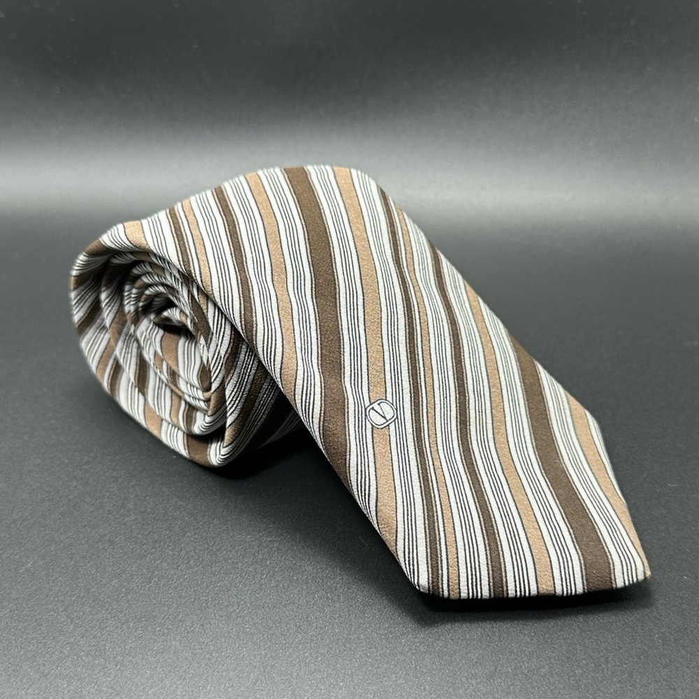 Valentino Silk Tie Brown Excellent Condition